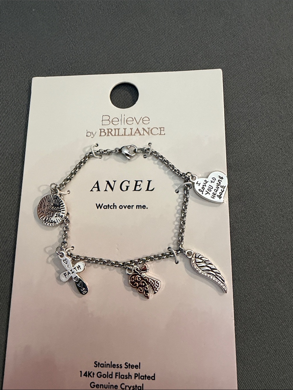 Believe by Brilliance Silver Angel Charm Bracelet